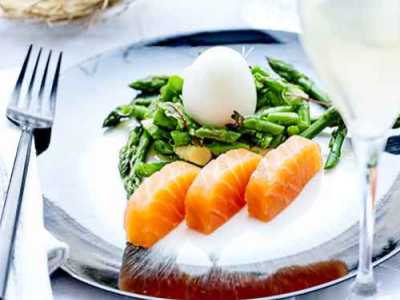 Balik smoked salmon, soft-boiled egg and asparagus recipe