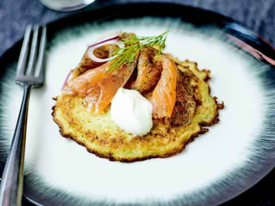 Potato and Balik smoked salmon gravlax rösti recipe