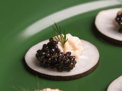 Recette apéritive radis noir, tarama au caviar et caviar baeri Prunier